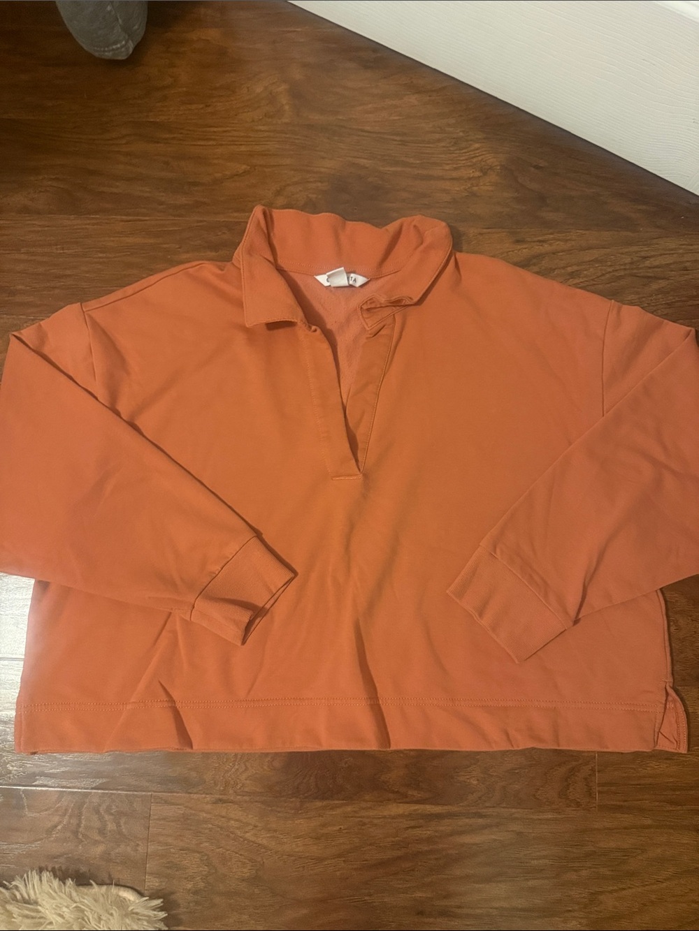 Athleta Women's Rust Orange Long Sleeve Crop Polo